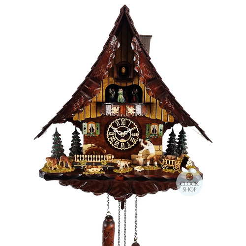 Wood Chopper & Deer Battery Chalet Cuckoo Clock 47cm By TRENKLE image