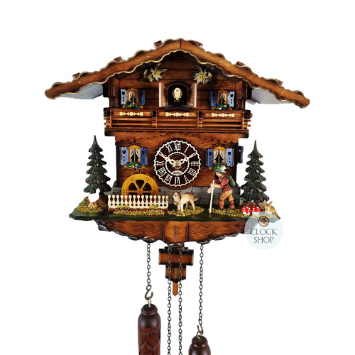 Hiker & Dog Battery Chalet Cuckoo Clock 28cm By TRENKLE image