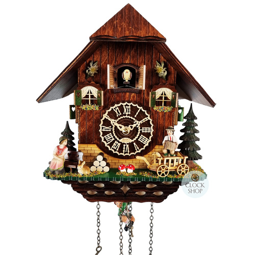 Accordion Player Battery Chalet Cuckoo Clock With Swinging Doll 26cm By TRENKLE image