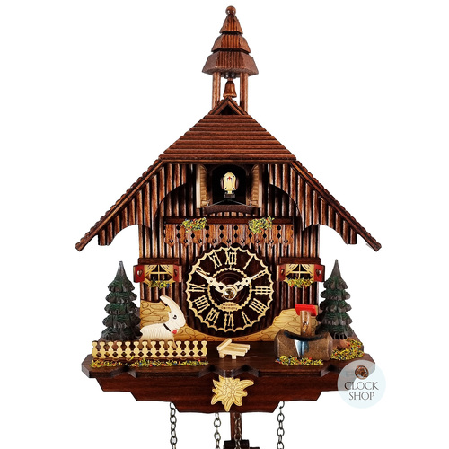 Goat & Water Trough Battery Chalet Cuckoo Clock With Bell Tower 20cm By TRENKLE image