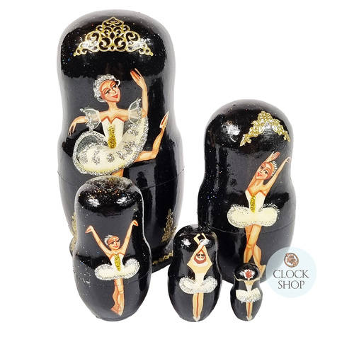 Ballerina Russian Dolls- Black 11cm (Set Of 5) image