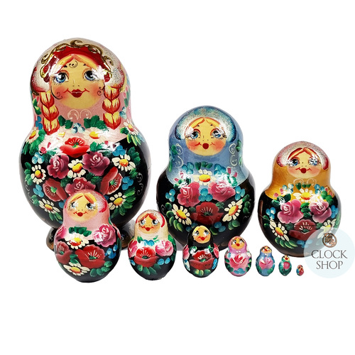 Floral Russian Dolls- Multi-Coloured 13cm (Set Of 10)