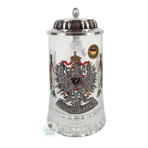 German Flags Glass Beer Mug With Pewter Lid 0.5L By KING image