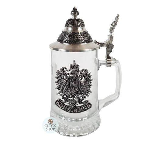 Deutschland Glass Beer Mug With Pewter Lid 0.5L By KING image