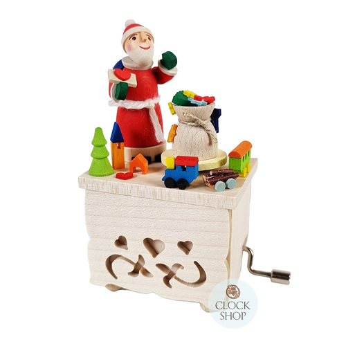 Wooden Hand Crank Christmas Music Box (We Wish You A Merry Christmas) image