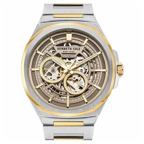 43mm Gold & Silver Automatic Mens Watch With Skeleton Dial By KENNETH COLE image