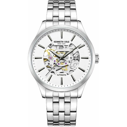 42mm Silver Automatic Mens Watch With Skeleton Dial By KENNETH COLE image