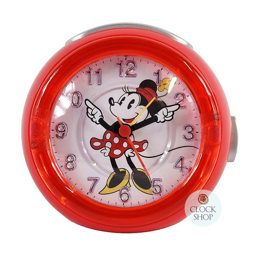 12cm Red Minnie Mouse Musical Analogue Alarm Clock By DISNEY image