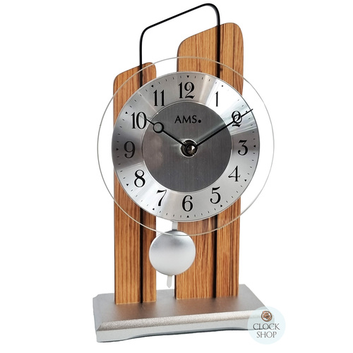 25cm Oak Battery Pendulum Table Clock By AMS image