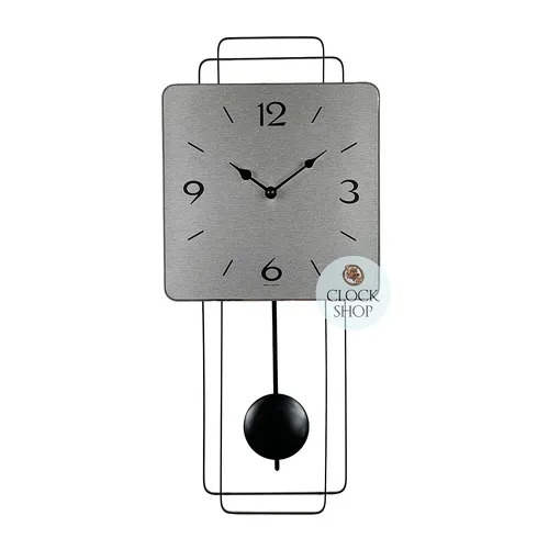 50cm Silver & Black Modern Pendulum Wall Clock With Westminster Chime By AMS image