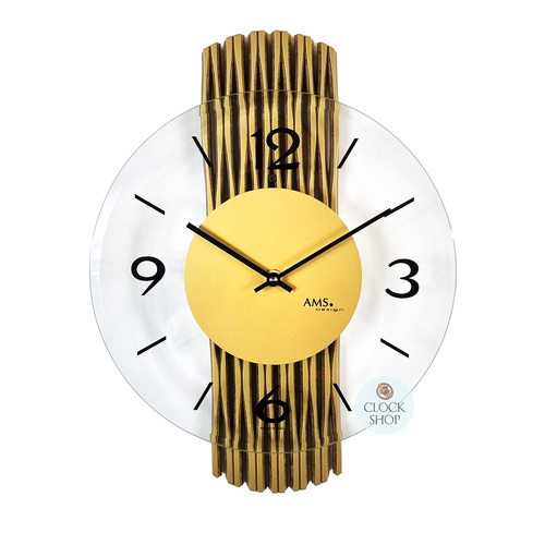 38cm Gold Wall Clock With Glass Dial By AMS image