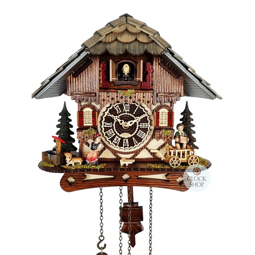 Accordion Player LED Battery Chalet Cuckoo Clock 26cm By TRENKLE image