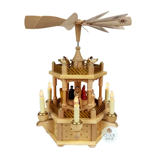 38cm Two Tier Electric Nativity Christmas Pyramid By Richard Glässer image