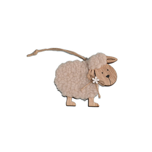 9cm Wooden Sheep Hanging Decoration image