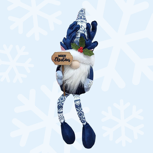 30cm Blue Christmas Gnome Shelf Sitter With Merry Christmas Sign image