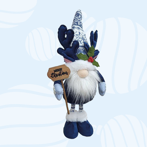40cm Blue Christmas Gnome With Merry Christmas Sign image