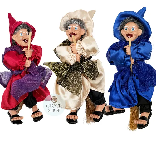18cm Hanging Witch With Glitter Scarf - Assorted Colours image