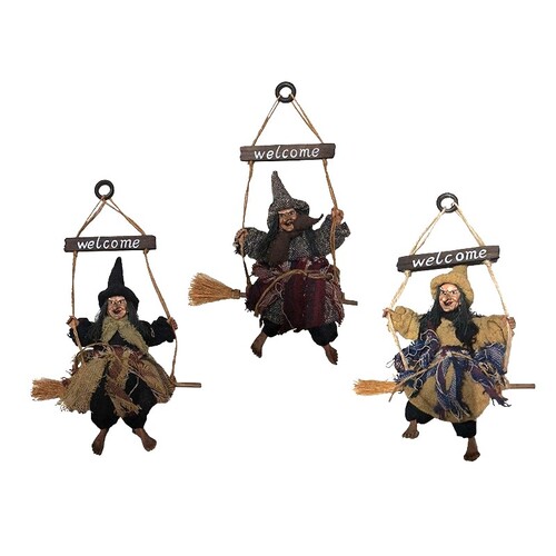 15cm Witch On Welcome Sign- Assorted Designs image