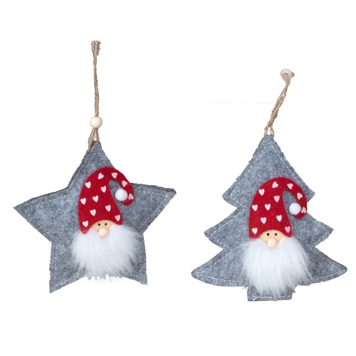 13cm Felt Santa Hanging Decoration - Assorted Designs image