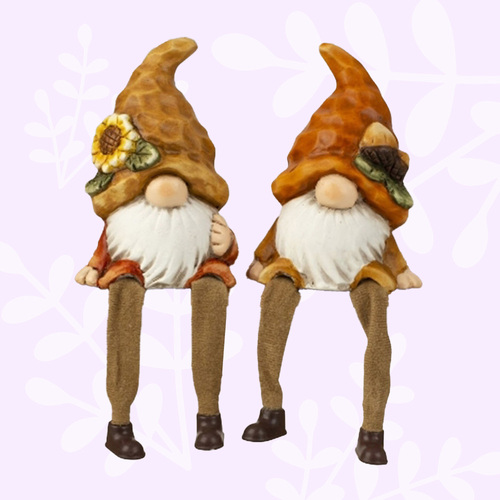 20cm Garden Gnome With Sunflower or Acorn Hat image