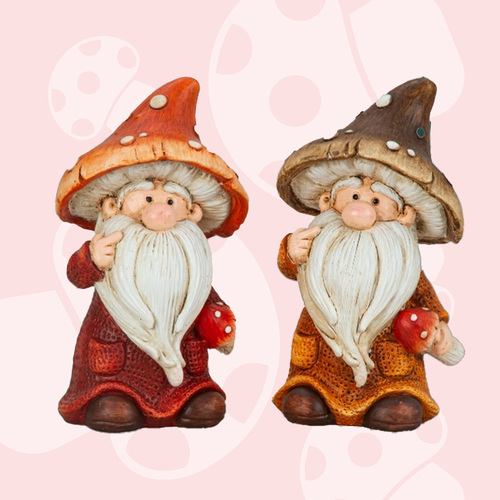 15.5cm Mushroom Gnome - Orange Or Red image