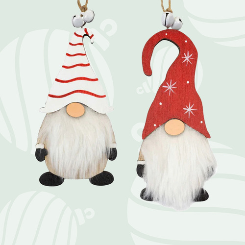 6cm Wooden Christmas Figurine Hanging Decoration- Assorted Designs image