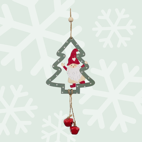 18cm Wooden Christmas Hanging Decoration- Green Tree
