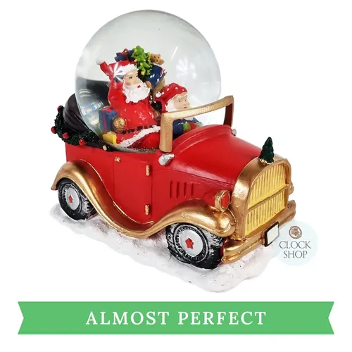 16cm Musical Snow Globe With Santa On Vintage Car (Paint Blemish) image