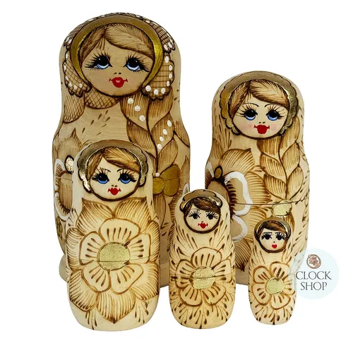 Woodburn Russian Dolls- Gold 18cm (Set Of 5) image