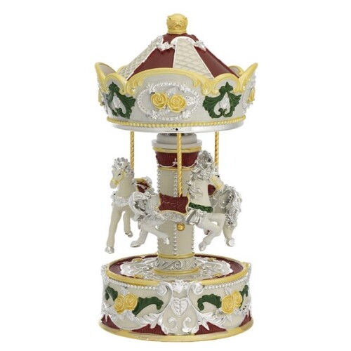 Red Green & Yellow Horse Carousel Music Box (Twinkle Twinkle Little Star) image