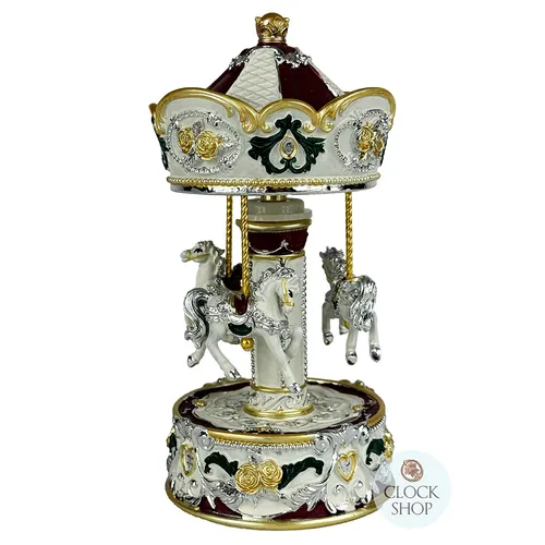 Red Green & Yellow Horse Carousel Music Box (We Wish You A Merry Christmas) image