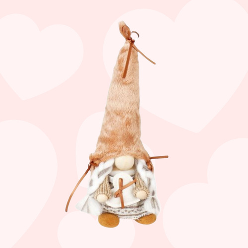 Orla Oakensong | 22cm Coral Felt Gnome With Fluffy Hat | Girl