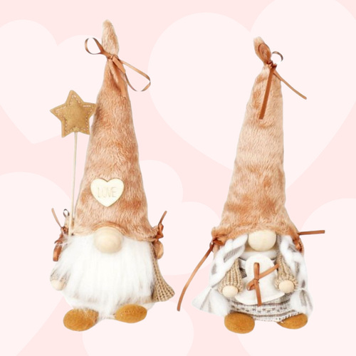 22cm Coral Felt Gnome With Fluffy Hat - Boy Or Girl image