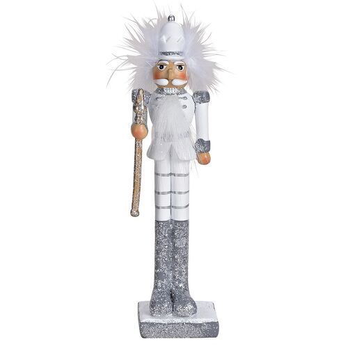 21cm White & Silver Glitter Nutcracker image