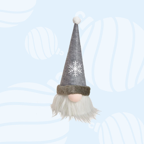 Bert Twinkledee | 23cm Grey Gnome Christmas Tree Topper