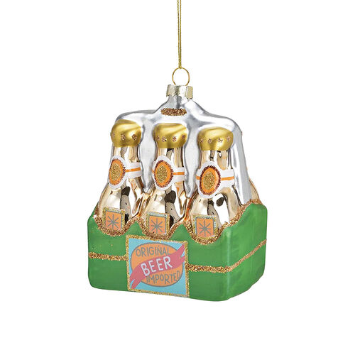 12cm Glass 6 Pack Beer Hanging Decoration image