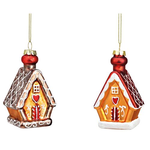 10cm Glass Gingerbread House Hanging Decoration - Assorted Designs image