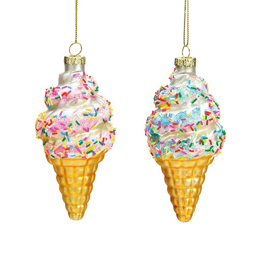 12cm Glass Ice-cream Hanging Decoration- Assorted Designs image