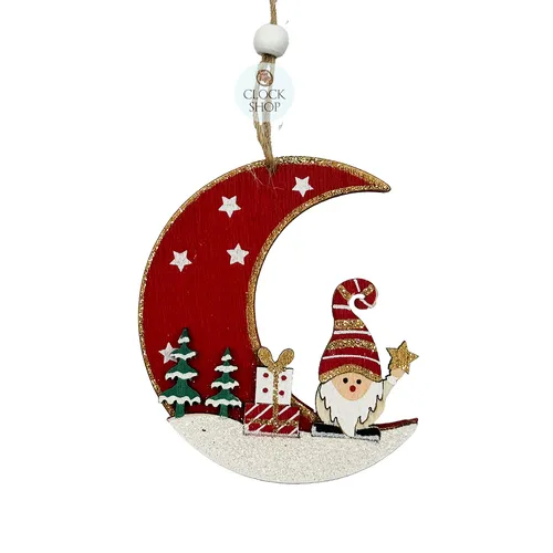 7cm Santa On Crescent Moon Hanging Decoration image