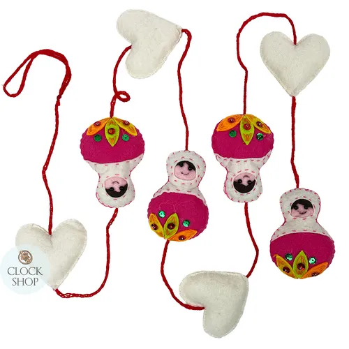 Russian Doll Hanging Decoration Garland- Pink & White 160cm image