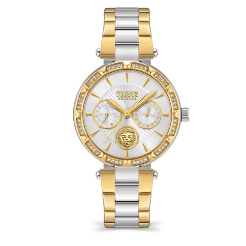 36mm Sertie Crystal Gold & Silver Chronograph Womens Watch By VERSACE image