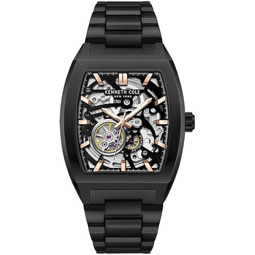 40mm Black Automatic Mens Watch With Skeleton Dial & Black Band By KENNETH COLE image