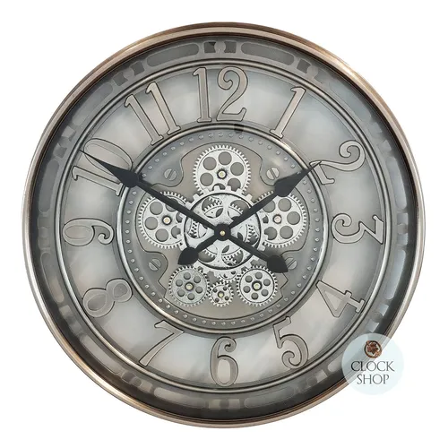 70cm Norris Silver Moving Gear Clock By COUNTRYFIELD image