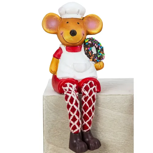 18cm Christmas Mouse Shelf Sitter With Donut image