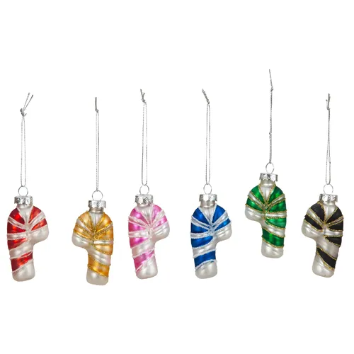 7.5cm Glass Candy Cane Hanging Decoration- Assorted Designs image