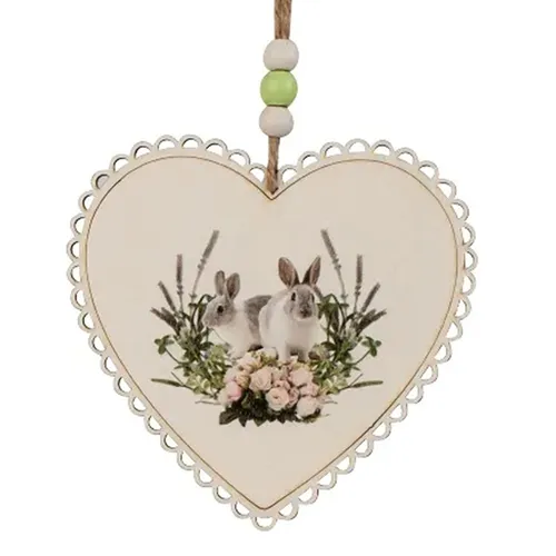 10cm Rabbits & Heart Hanging Decoration image
