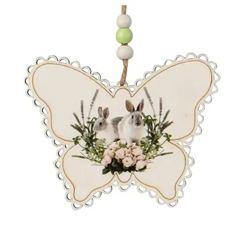 10cm Rabbits & Butterfly Hanging Decoration image