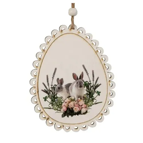 10cm Rabbits & Oval Hanging Decoration image