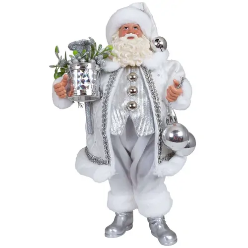 28cm Silver & White Standing Santa Claus image