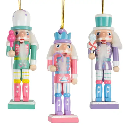 13cm Wooden Pastel Nutcracker Hanging Decoration- Assorted Designs image